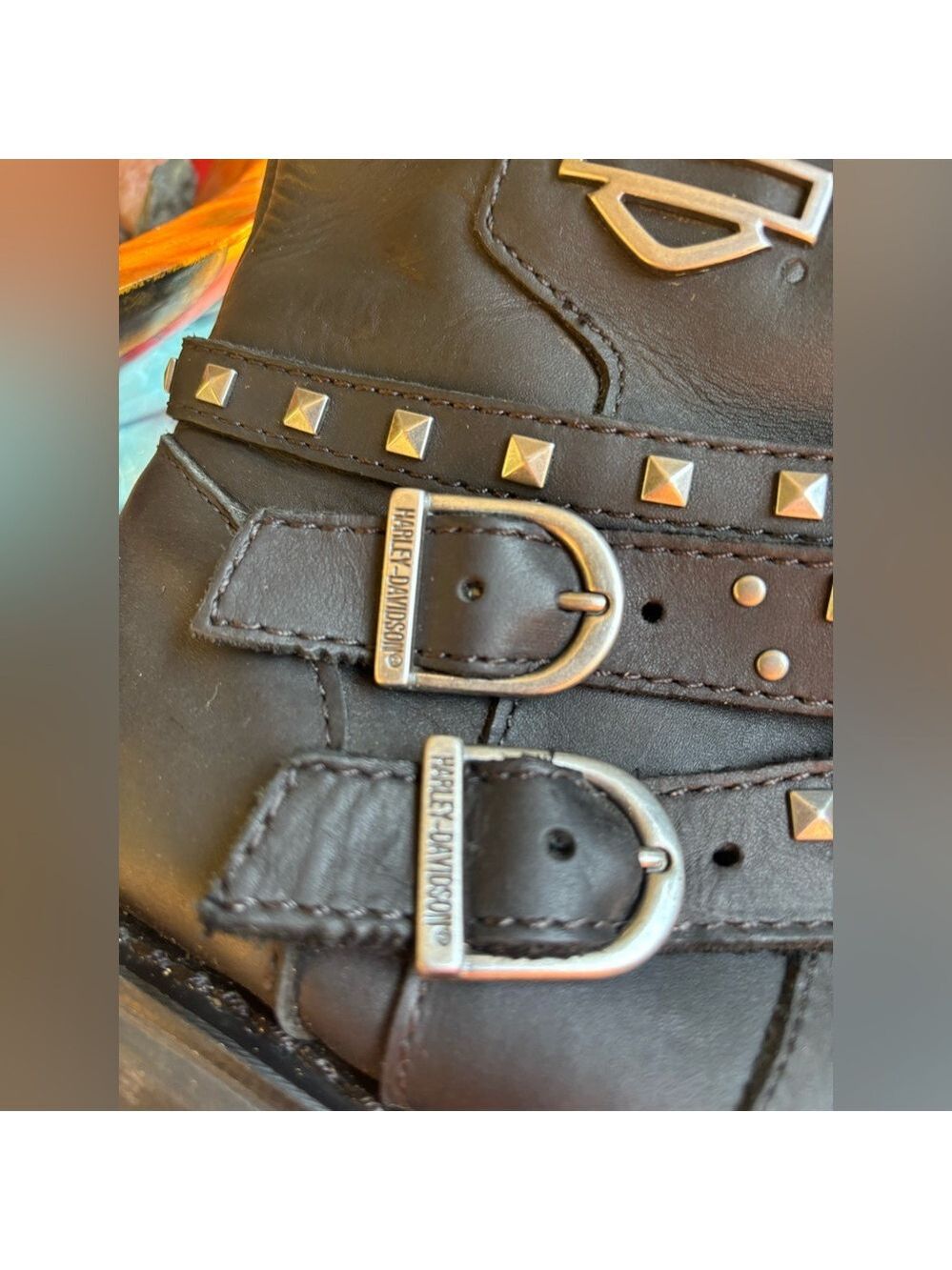 Harley-Davidson Women’s Leather Studded Motorcycle Boots • Size 9M • Biker Punk - Picture 12 of 16
